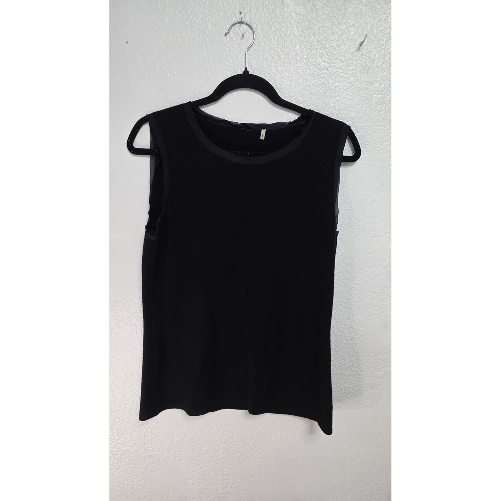 Elie Tahari Cashmere Tank Top Women Medium Black Excellent